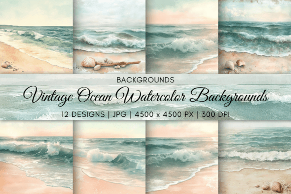Vintage Ocean Watercolor Backgrounds