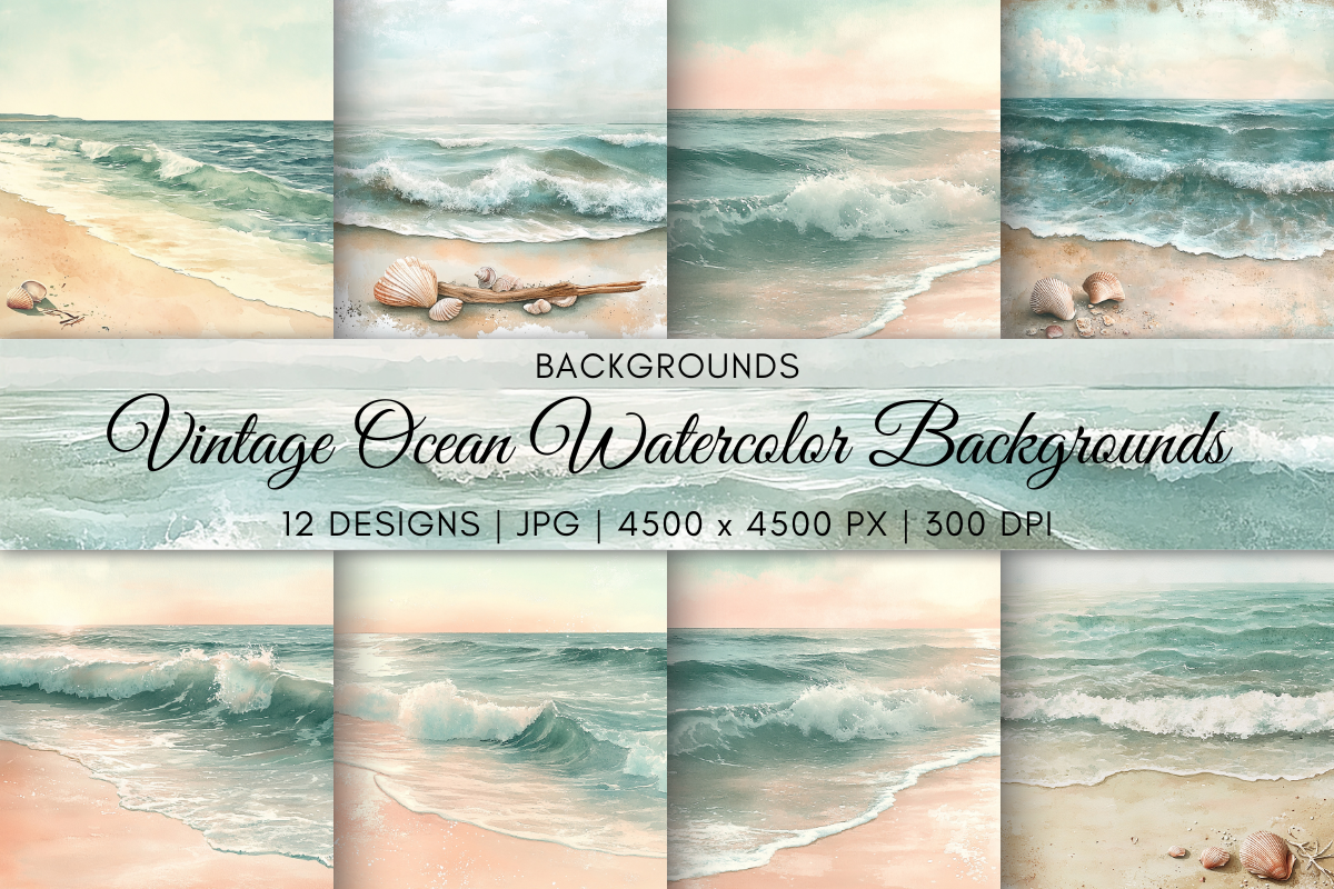 Vintage Ocean Watercolor Backgrounds