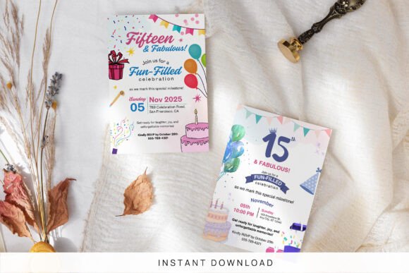 15th Birthday Invitation Card Template