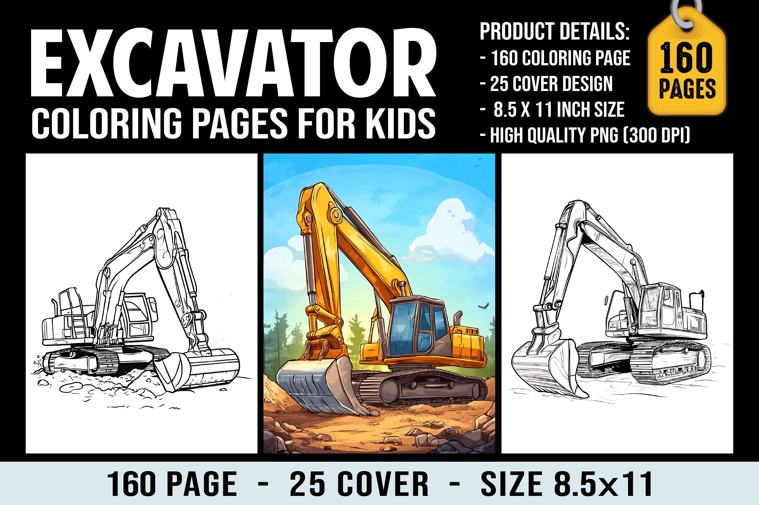 160 Excavator Coloring Pages for Kids