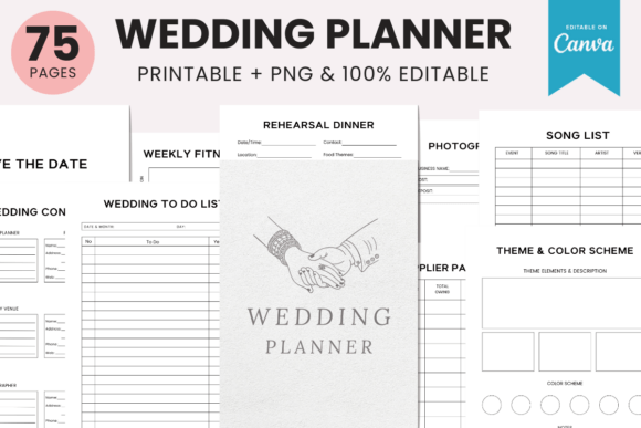 2025 - Wedding Planner Graphic Planners & Schedules By Three Dove