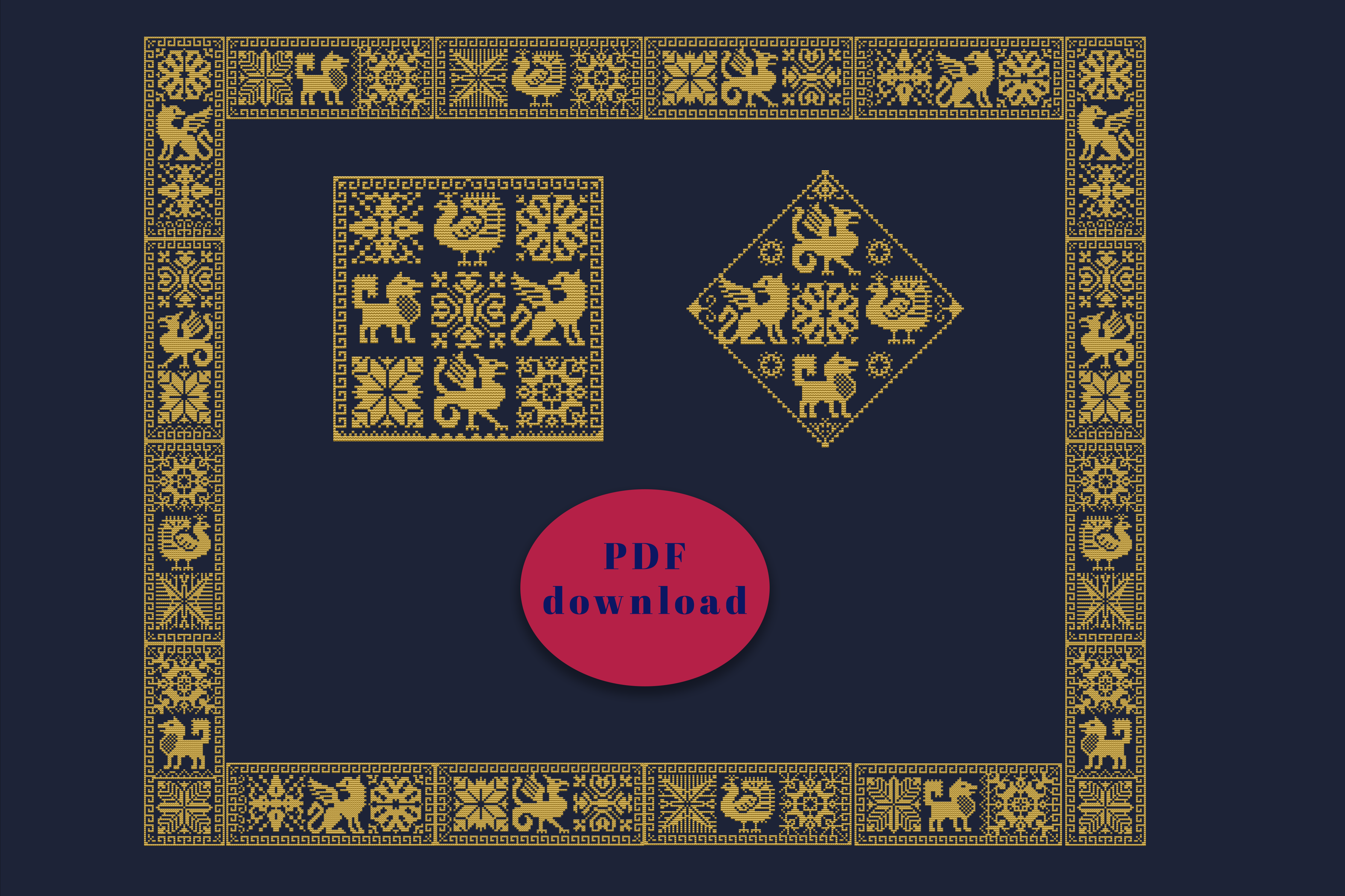 Antique Monochrome Cross Stitch Pattern