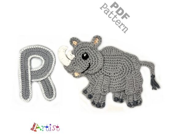 Crochet Animal Alphabet R Rhino