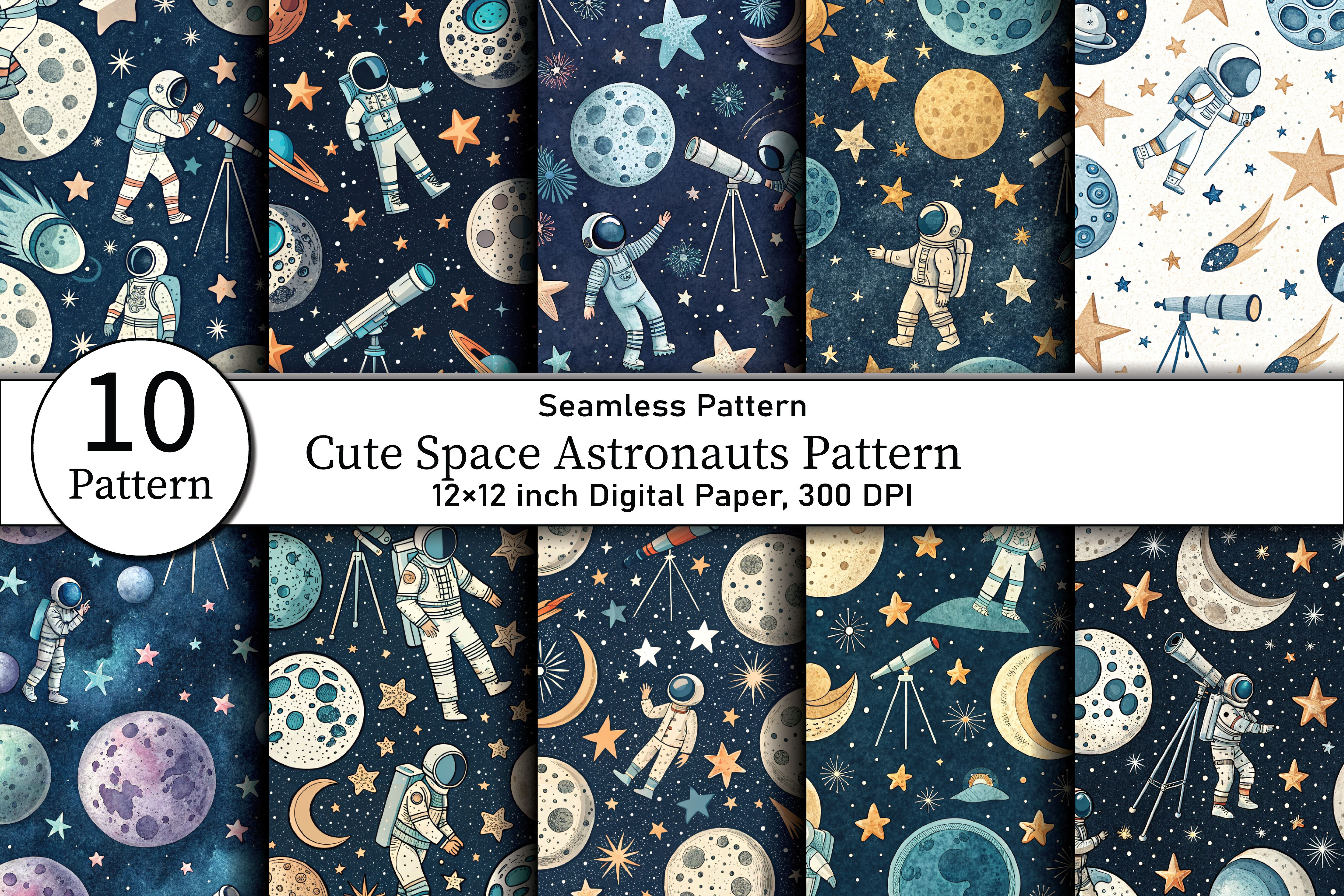Space Patternes Cute Space Astronauts Pattern Graphic by Design Store · Creative Fabrica