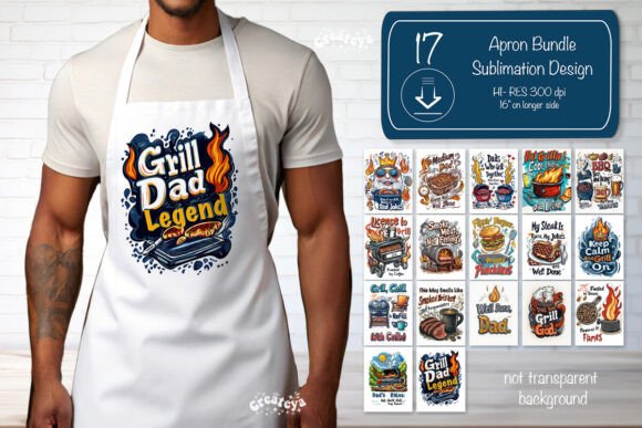 Funny Dad Quotes BBQ Grill Apron Bundle Afbeelding Crafts Door Createya Design