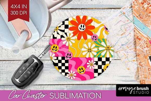 Groovy Car Coaster PNG Sublimation