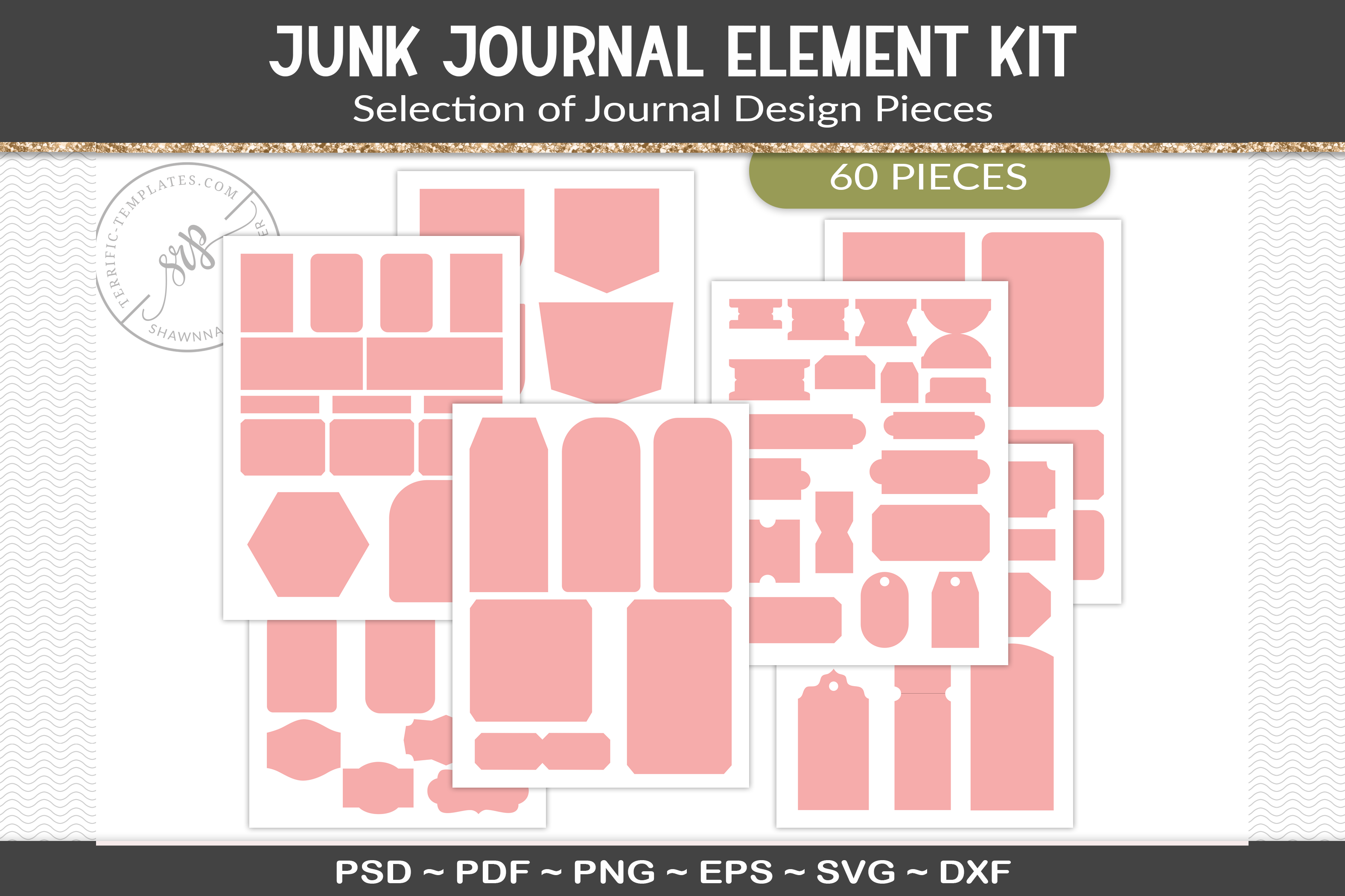 JUnk Journal Tags and Elements Template