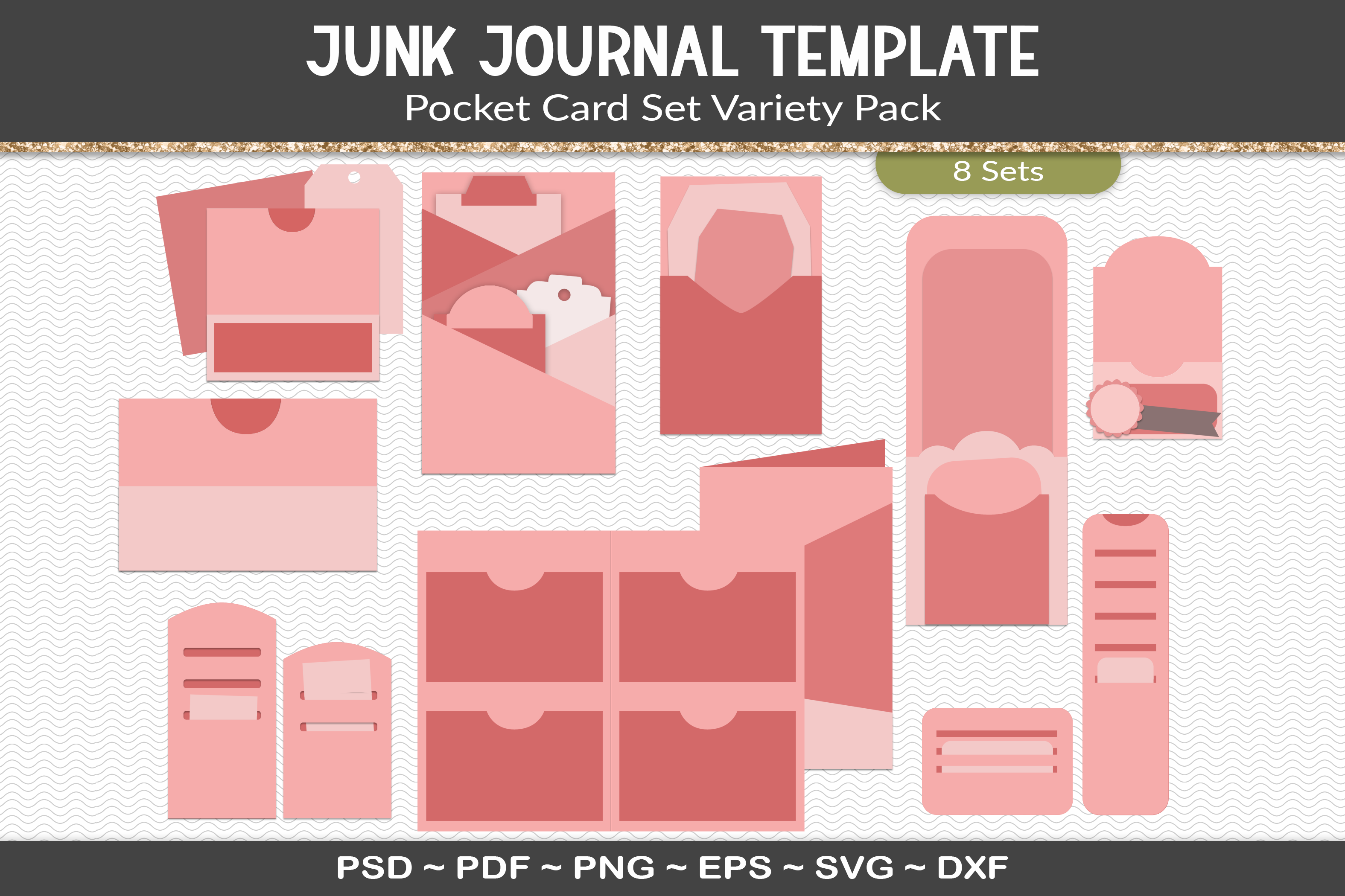Junk Journal Pocket Cards Template Kit