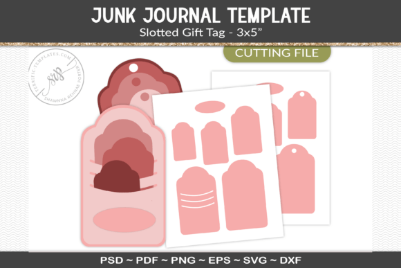 Junk Journal Slotted Gift Tag Template