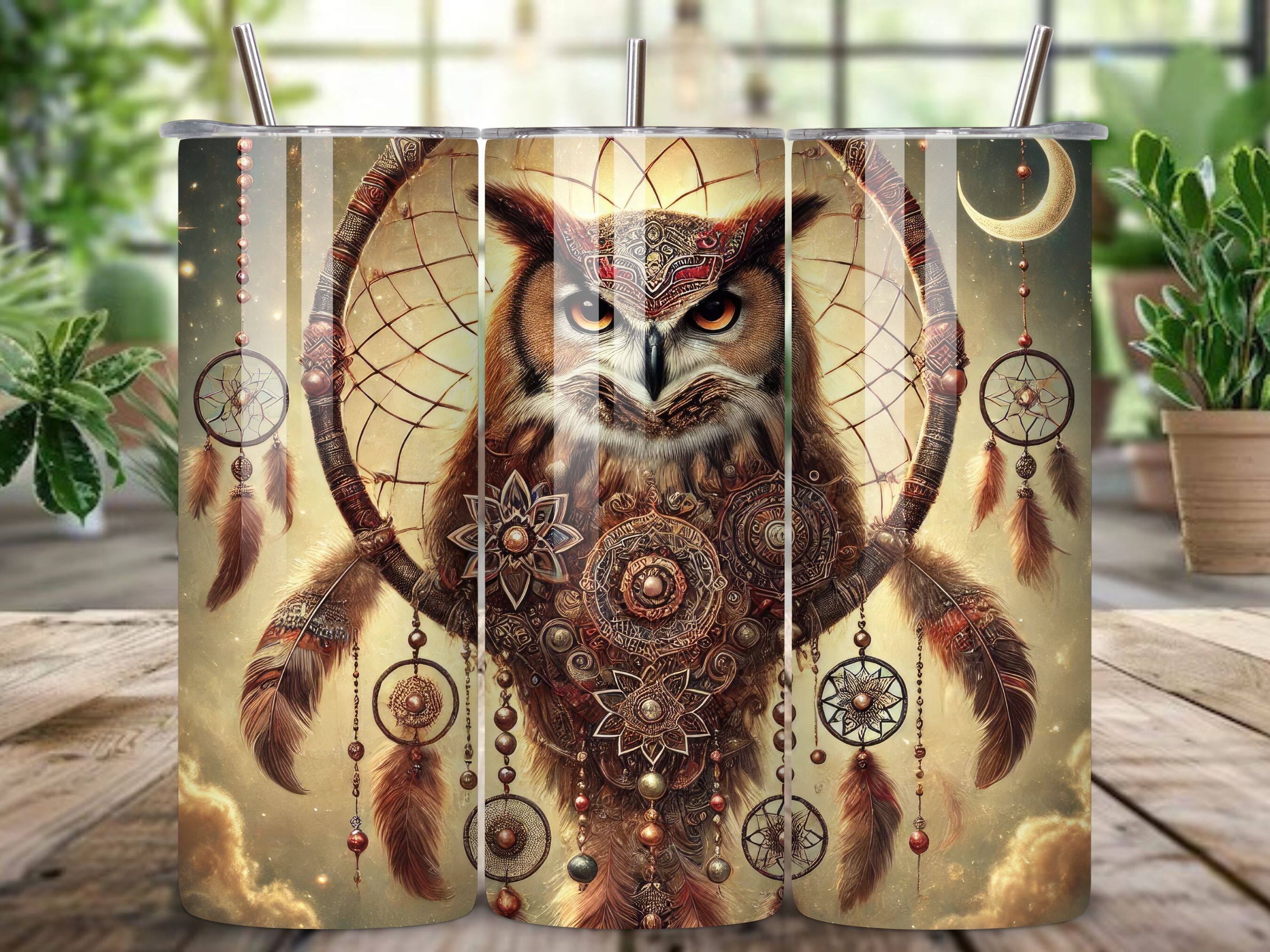 Owl Dreamcatcher Tumbler Wrap Graphic by MOON CREATION · Creative Fabrica