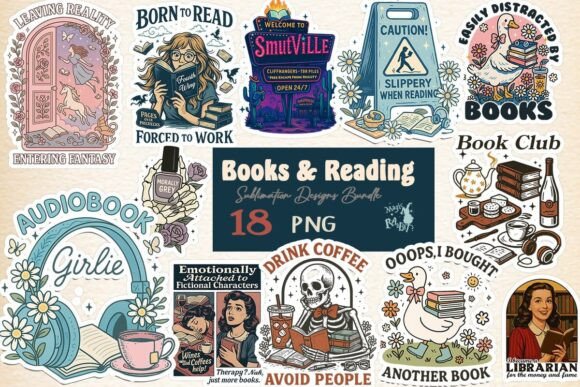 Reading Books Sublimation Bundle Graphic Crafts By Magic Rabbit