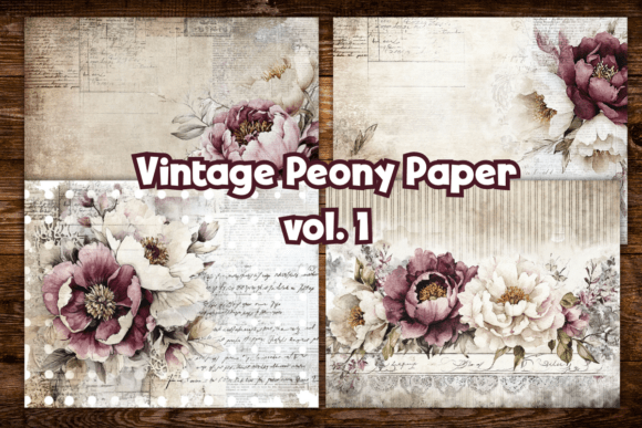 Vintage Peonies Scrapbook Paper