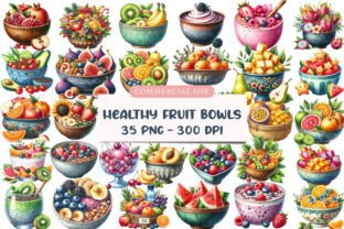 Watercolor Healthy Fruit Bowls Clipart Graphic by daily.arts · Creative ...