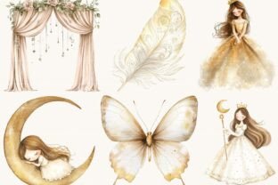 Watercolor Moon Princess Clipart Graphic by SparkyDesignsUS · Creative ...