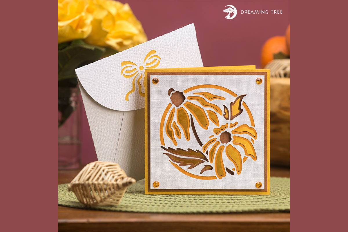 Yellow Floral Card SVG