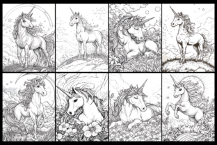 135 Unicorn Coloring Pages for Adults Graphic by Craftking · Creative ...