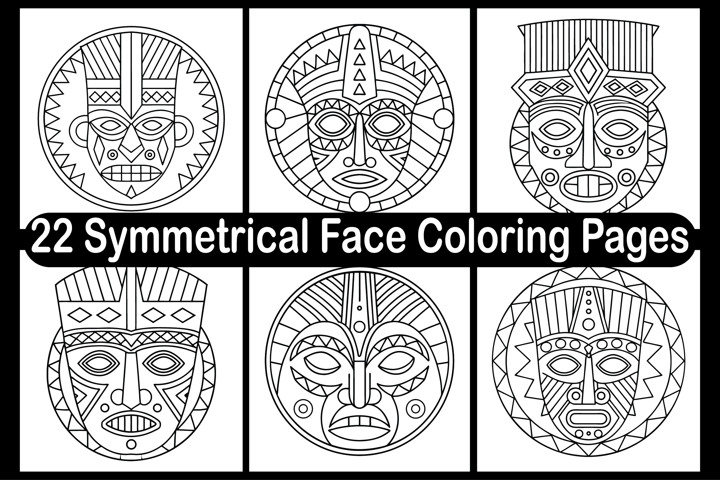 22 Symmetrical Face Coloring Pages