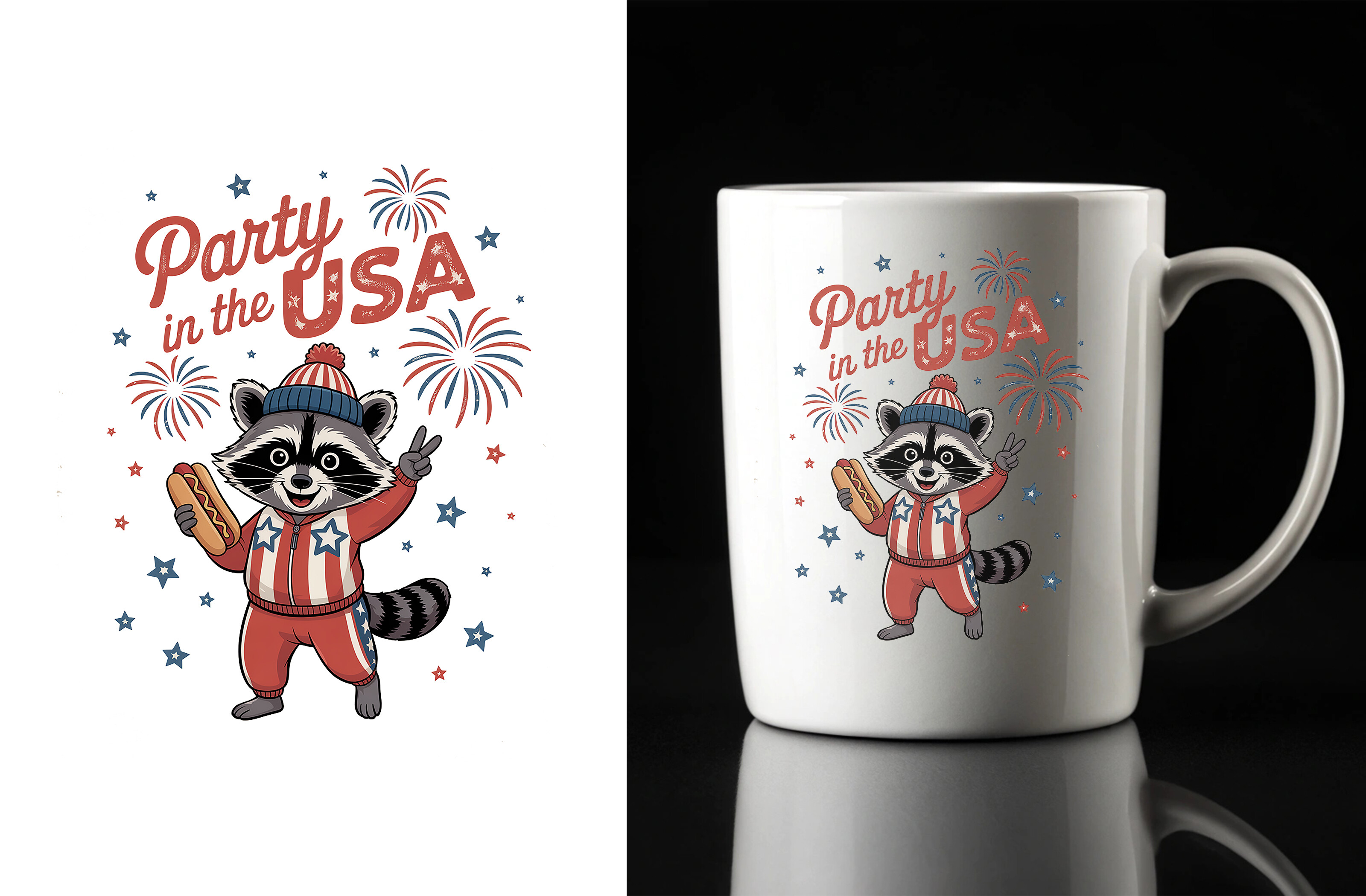 4th of July Party USA Patriotic Raccoon Graphic by Unique Design Team ...