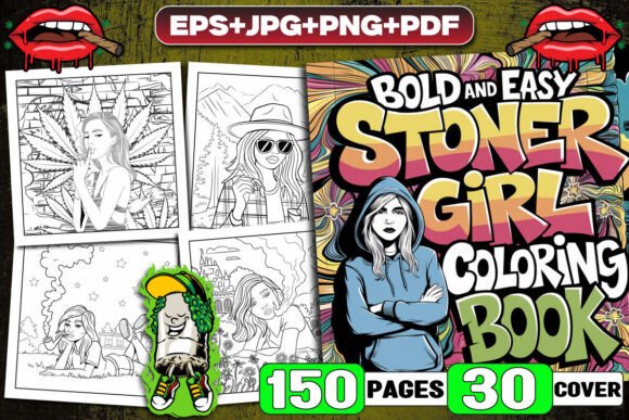 19 Cannabis Coloring Book Designs &amp; Graphics