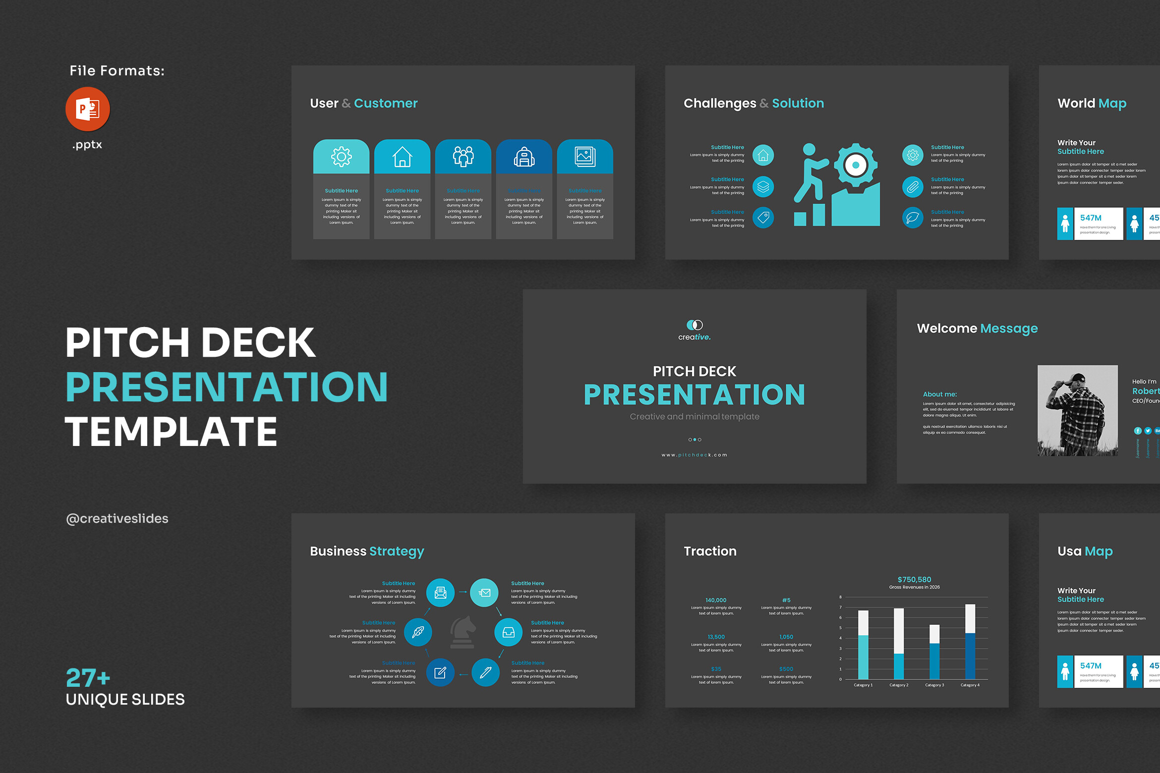 Plantilla de presentación Dark Pitch Deck