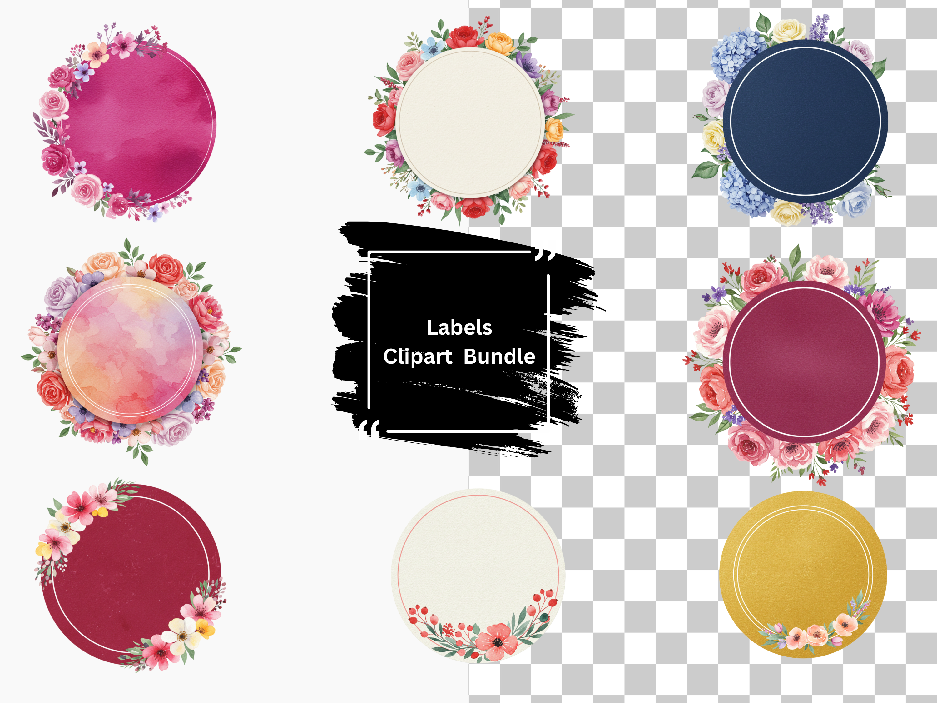 Floral Labels and Frames Graphic by Creative Templates Den · Creative ...