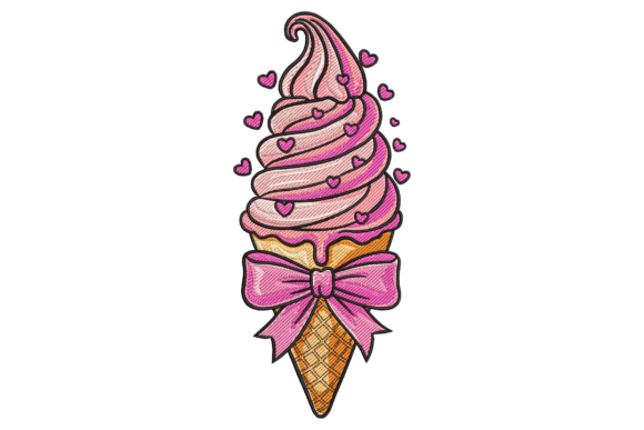 Ice Cream Cone with Hearts