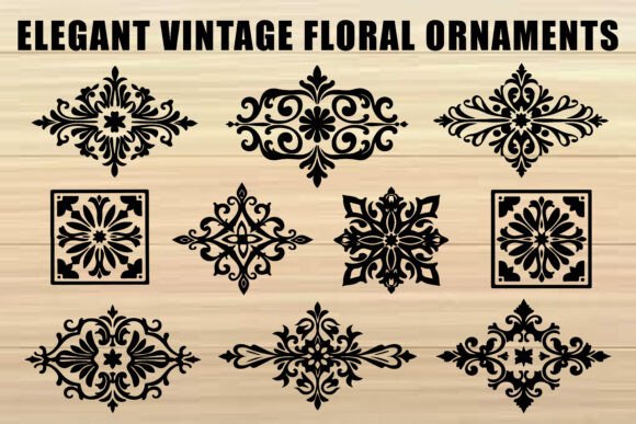 Laser Cut Floral Ornament Set Grafika Ilustracje do Druku Przez RVECT