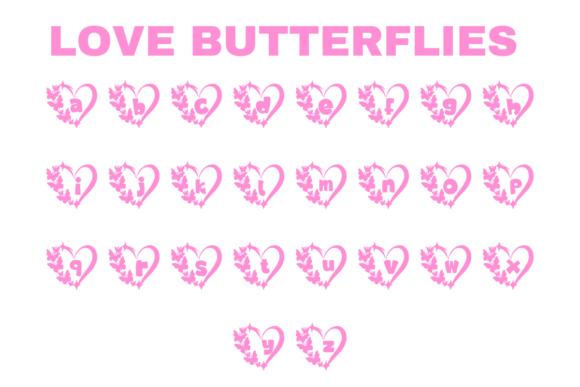 Love Butterflies Font PNG with transparent background - Preview 2