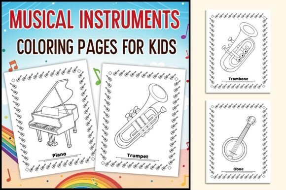 Musical Instruments Coloring Pages Basic Musical Instruments Coloring Pages Graphic by TheStudyKits · Creative ...