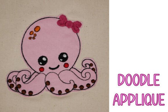 Octopus Doodle Appliqué with Bow