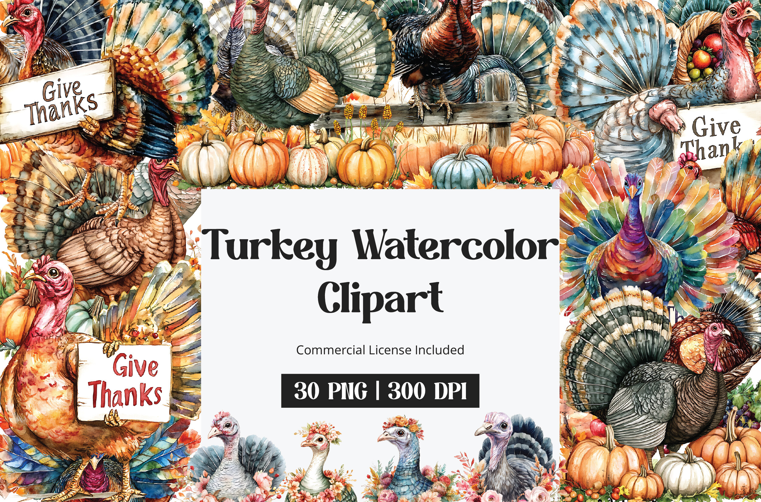 Turkey Watercolor Clipart Graphic by inpixell.studio · Creative Fabrica