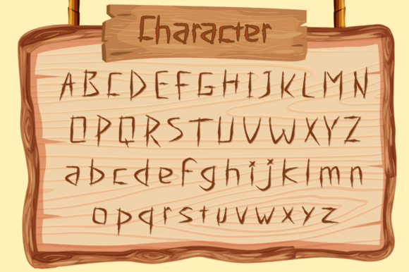 Carved Pine Wood Font - Preview 3