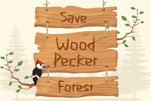 Carved Pine Wood Font - Preview 6