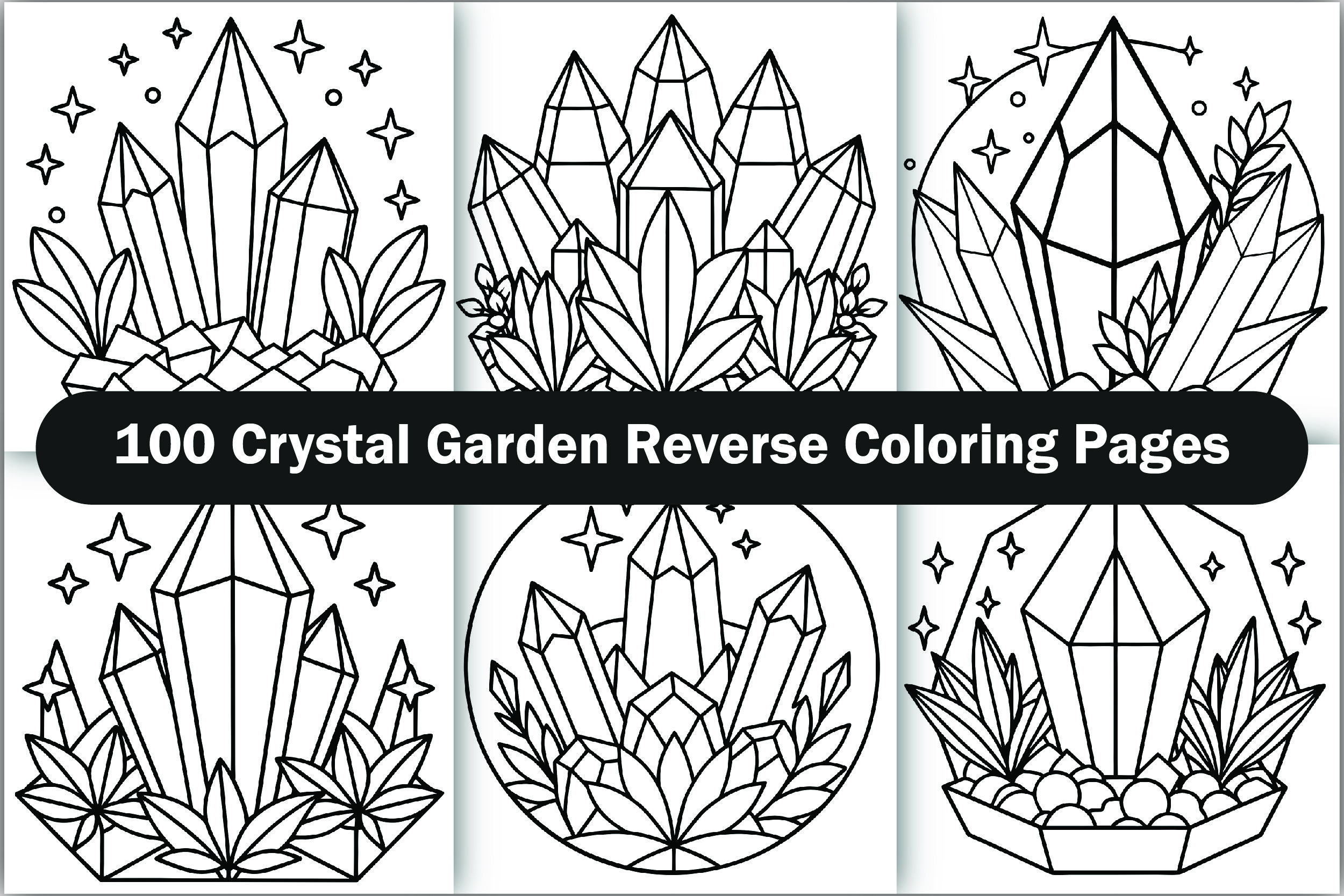 Crystal Garden Reverse Coloring Pages