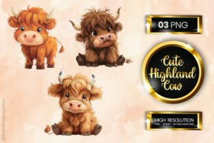 Cute Highland Cow Clipart Bundle Graphic by Hurairagraphics · Creative ...