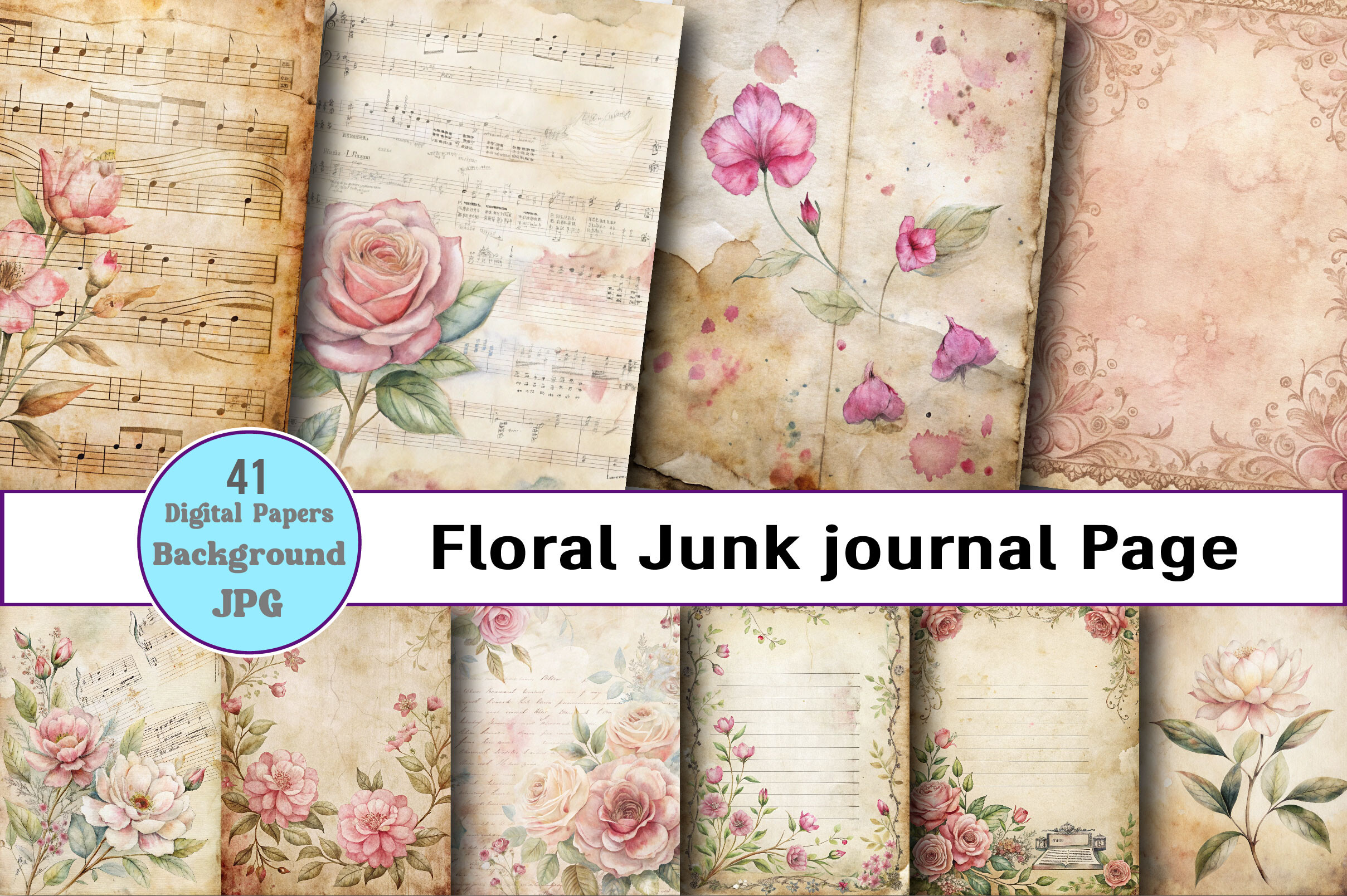 Floral Junk Journal Page Graphic by Designstock · Creative Fabrica