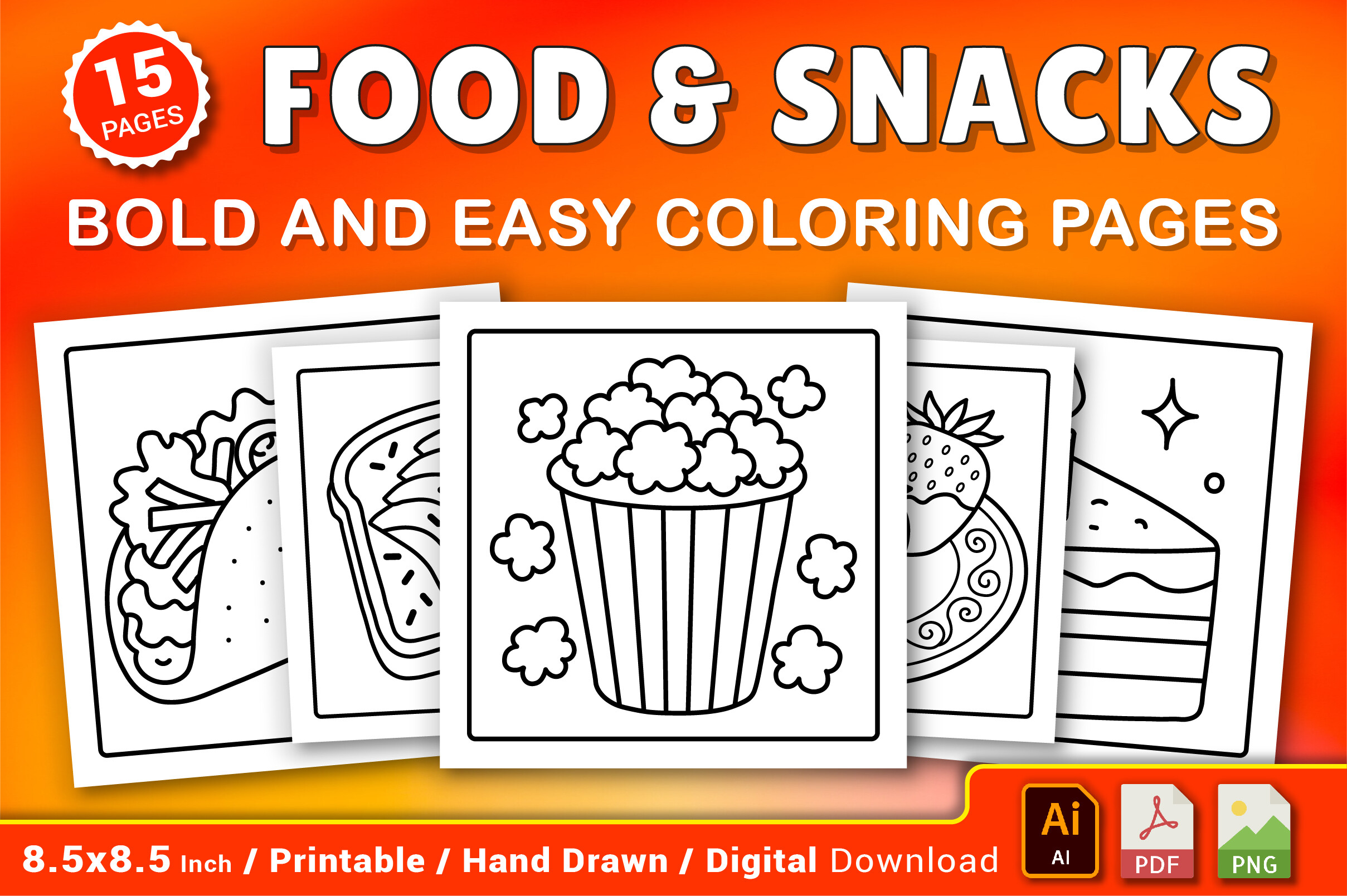Food and Snacks Coloring Pages