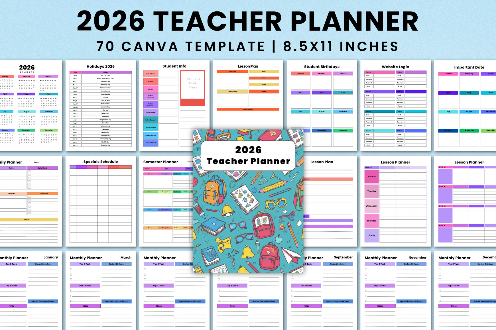 Premium 2026 Teacher Planner for Canva