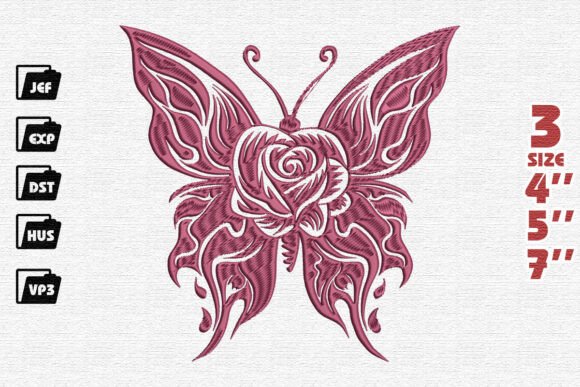 Rose Butterfly Embroidery