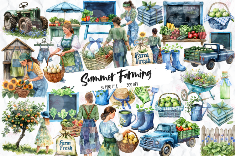 Summer Farming Time Clipart Graphic by Markicha Art · Creative Fabrica