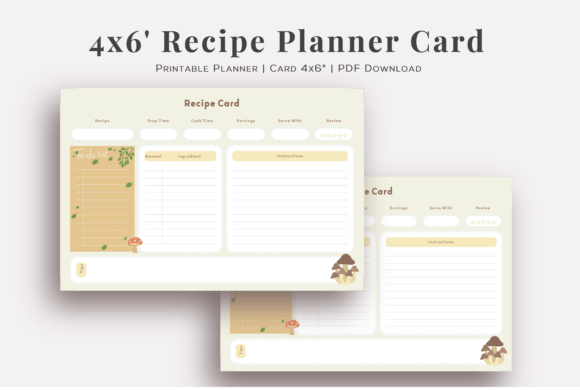 4x6 Recipe Planner Card
