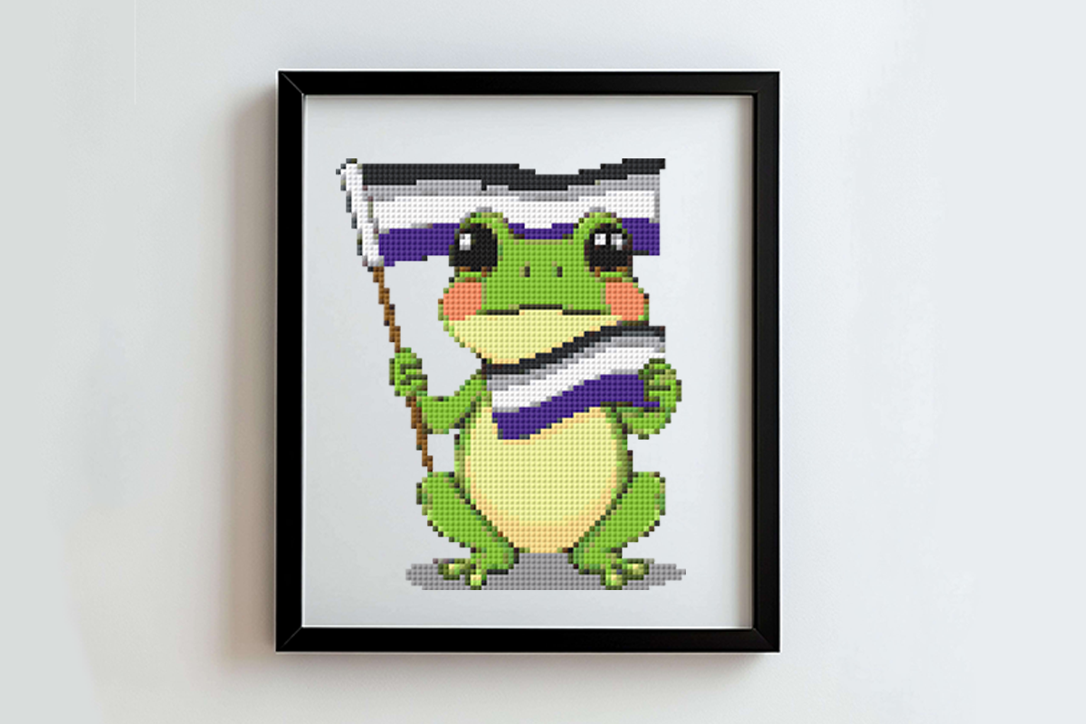 Asexual Pride Frog Cross Stitch