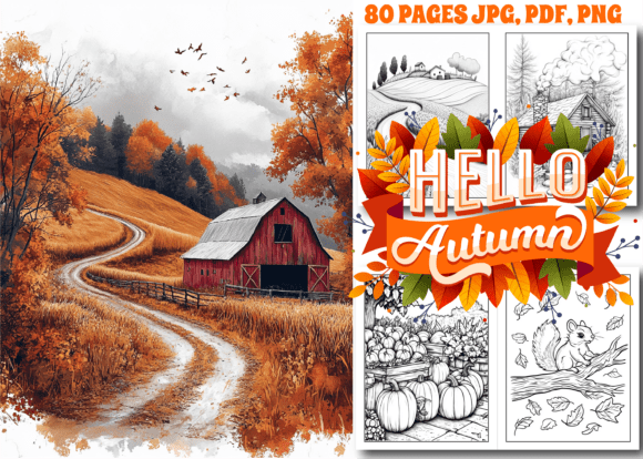 Autumn Scenes Coloring Book for Adults