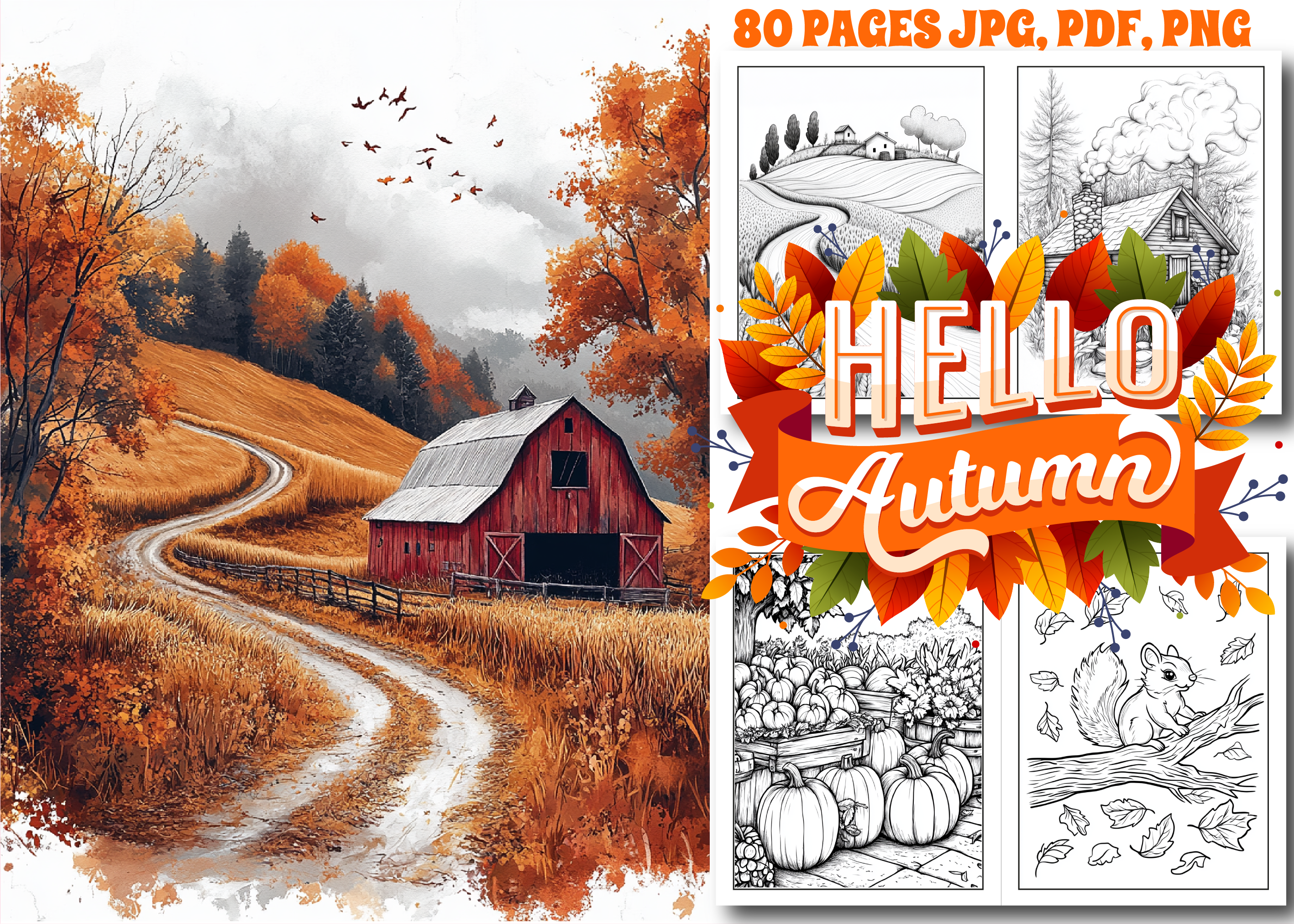Autumn Scenes Coloring Book for Adults