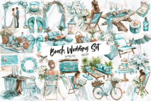 Beach Wedding Set Clipart Graphic by Markicha Art · Creative Fabrica