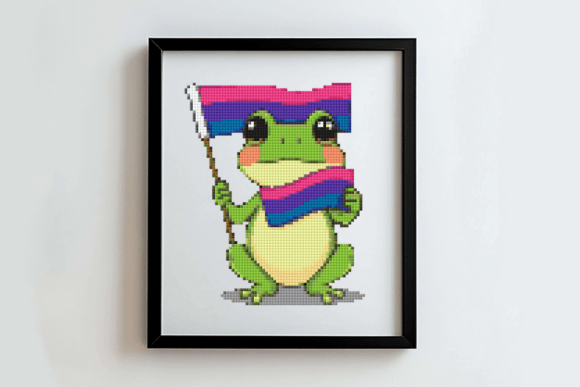 Bisexual Pride Frog Cross Stitch