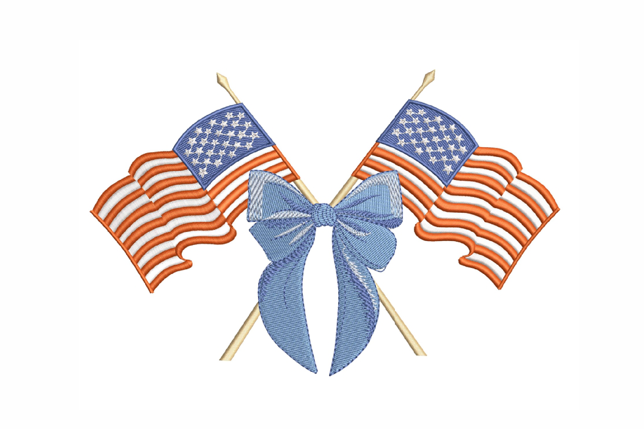Coquette USA, Double Flag Bow Embroidery Design