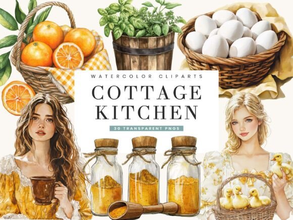Cottage Kitchen Clipart Bundle