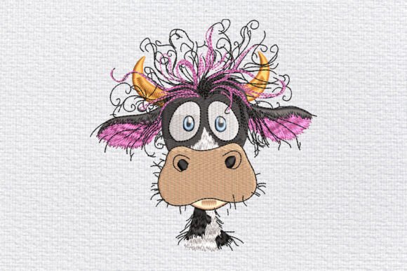 Curly Haired Funny Cow Face