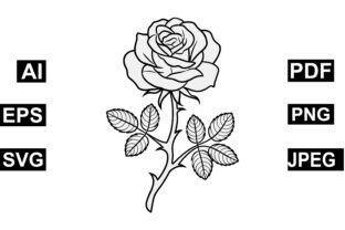 Detailed Rose Flower Line Art Graphic by Silhouette Station · Creative ...